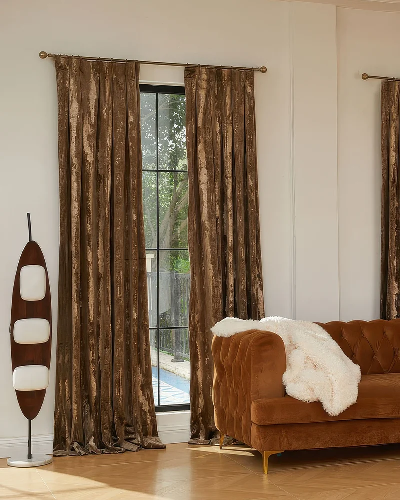 Casablanca Foil Printed Velvet Patterned Custom Curtain | Designed in Italy