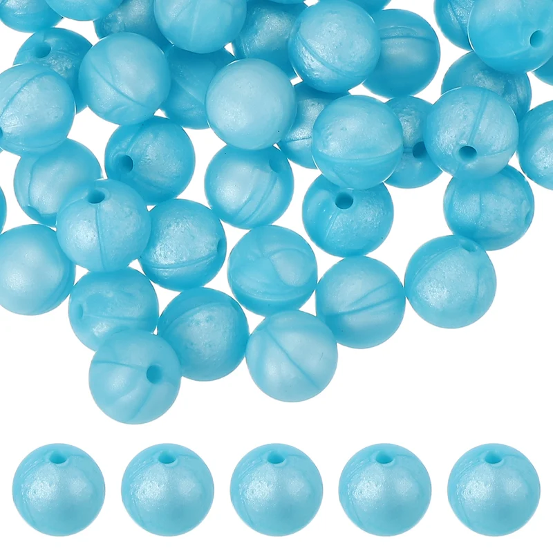 60 Pcs Silicone Beads, 9mm Bulk Beads for Keychain Making, Blue