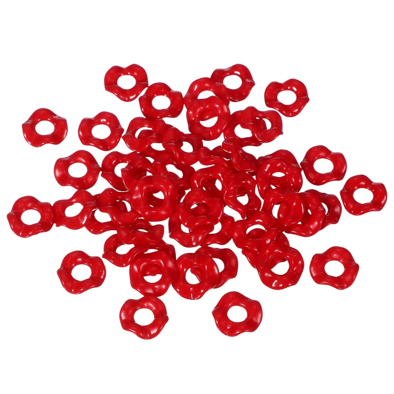 50 Pcs Wavy Spacers, Acrylic Flower Beads Wave Focal Bead, Bright Red