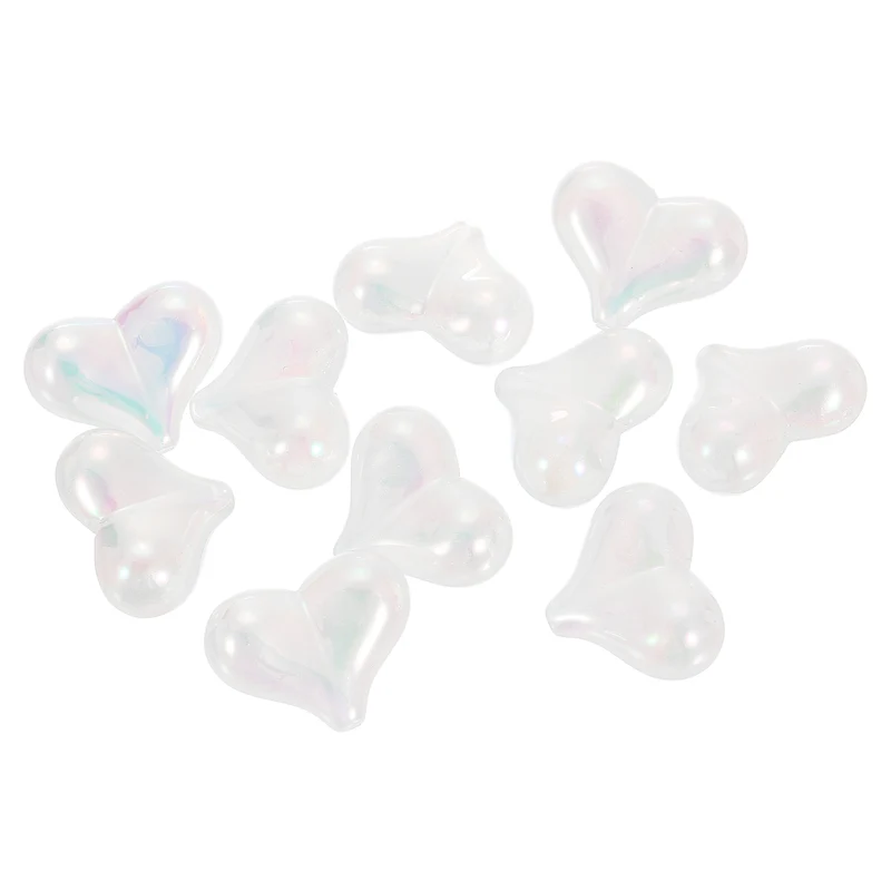 10Pcs Acrylic Heart Focus Beads, 21x17mm Heart Focal Pens Bead (White)