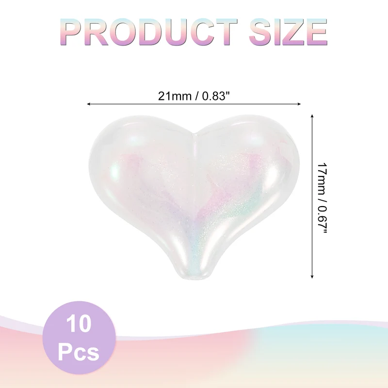 10Pcs Acrylic Heart Focus Beads, 21x17mm Heart Focal Pens Bead (White)