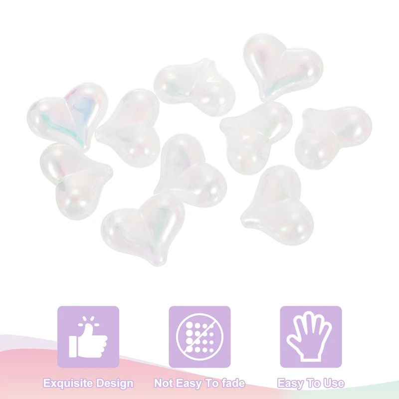 10Pcs Acrylic Heart Focus Beads, 21x17mm Heart Focal Pens Bead (White)