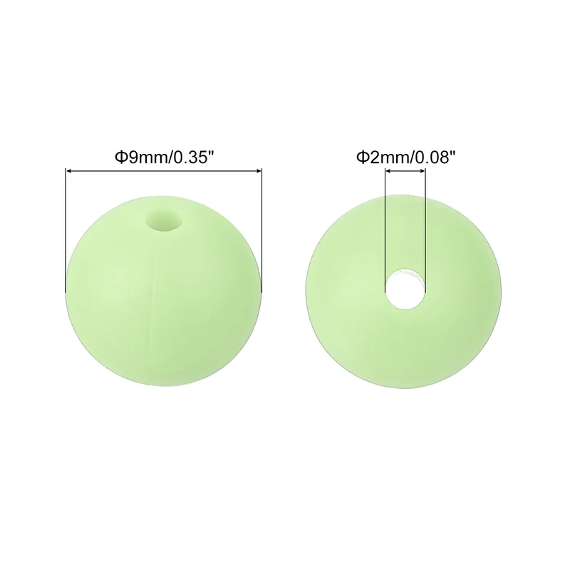 50Pcs 9mm Silicone Beads, Round Loose Rubber Bead for DIY (Jasmine Green)