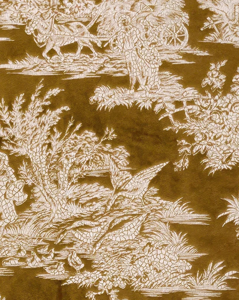 Zen Foil Printed Velvet Patterned Custom Curtain | Designed in Italy