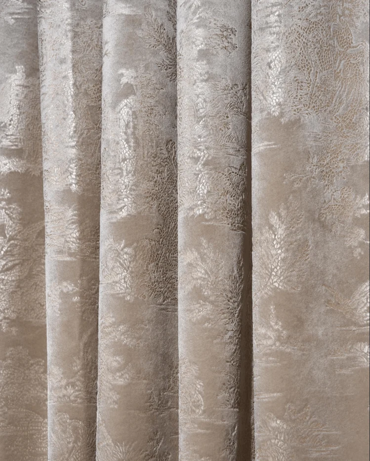 Zen Foil Printed Velvet Patterned Custom Curtain | Designed in Italy