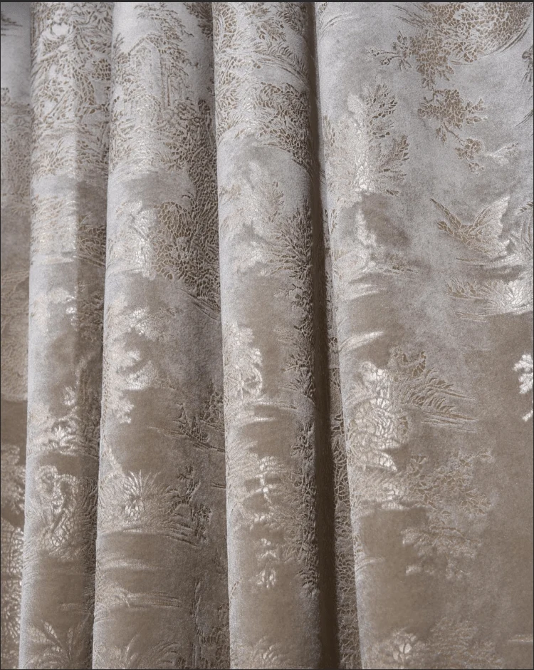 Zen Foil Printed Velvet Patterned Custom Curtain | Designed in Italy