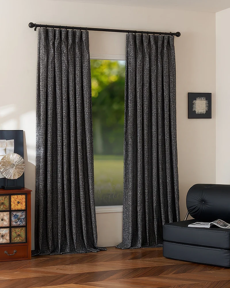 Glint Linen Blend Shimmering Textured Custom Curtain