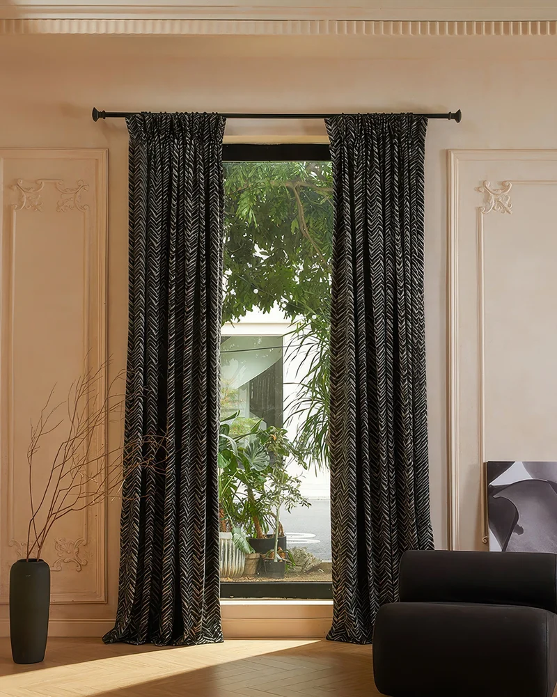 Aztec Linen Blend Woven Patterned Custom Curtain