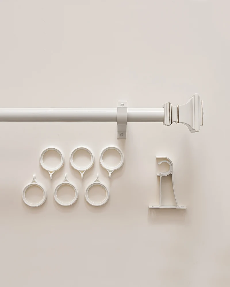White Roman Square Custom Curtain Rods