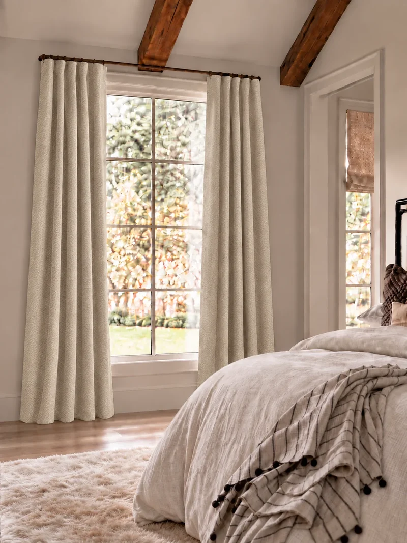 Herringbone 4 Layers Herringbone Chenille Soundproof Thermal 100% Blackout Custom Curtain