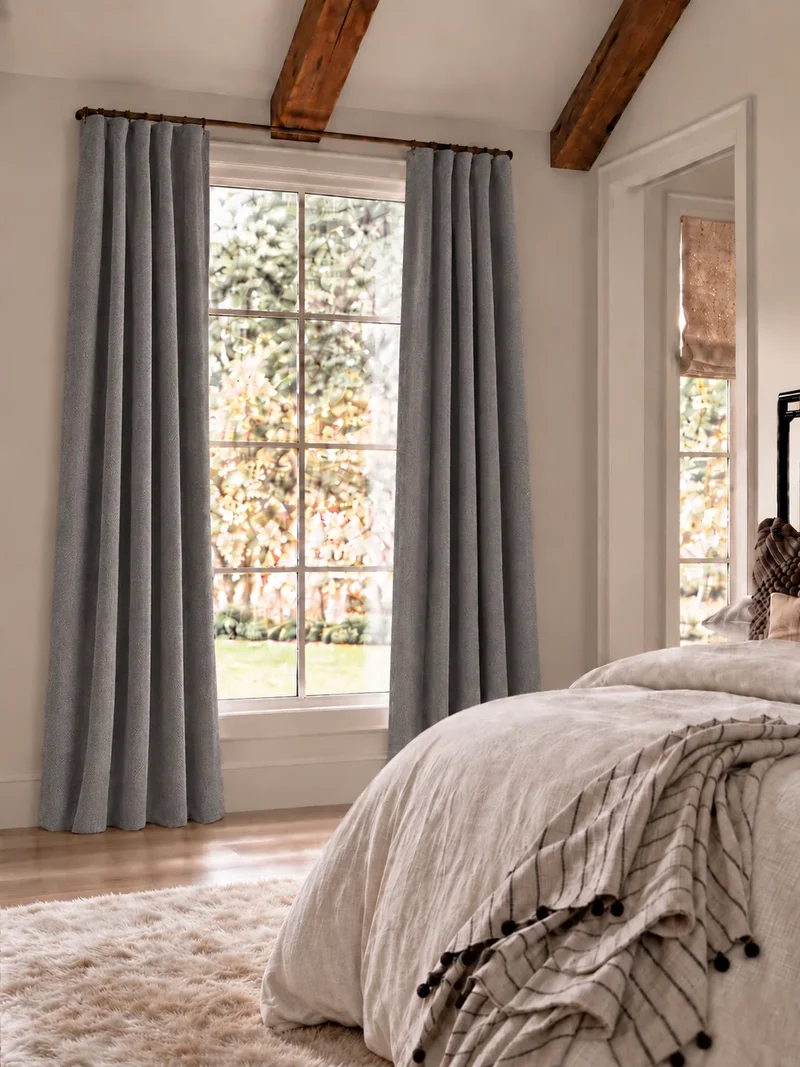 Herringbone 4 Layers Herringbone Chenille Soundproof Thermal 100% Blackout Custom Curtain
