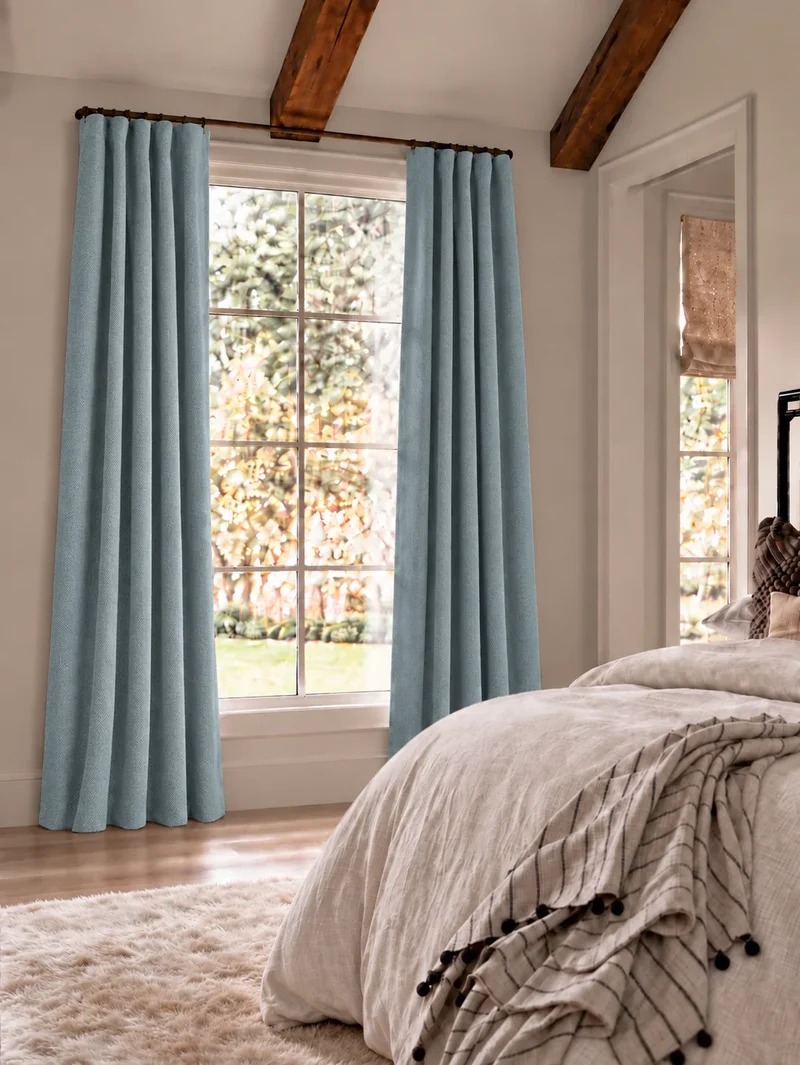 Herringbone 4 Layers Herringbone Chenille Soundproof Thermal 100% Blackout Custom Curtain