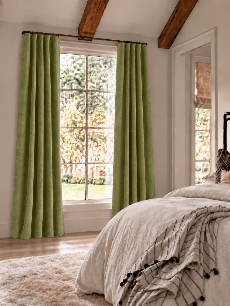 Herringbone 4 Layers Herringbone Chenille Soundproof Thermal 100% Blackout Custom Curtain