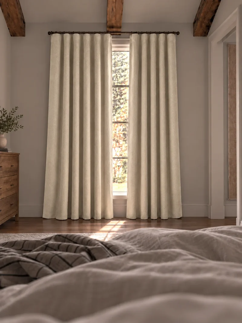 Herringbone 4 Layers Herringbone Chenille Soundproof Thermal 100% Blackout Custom Curtain