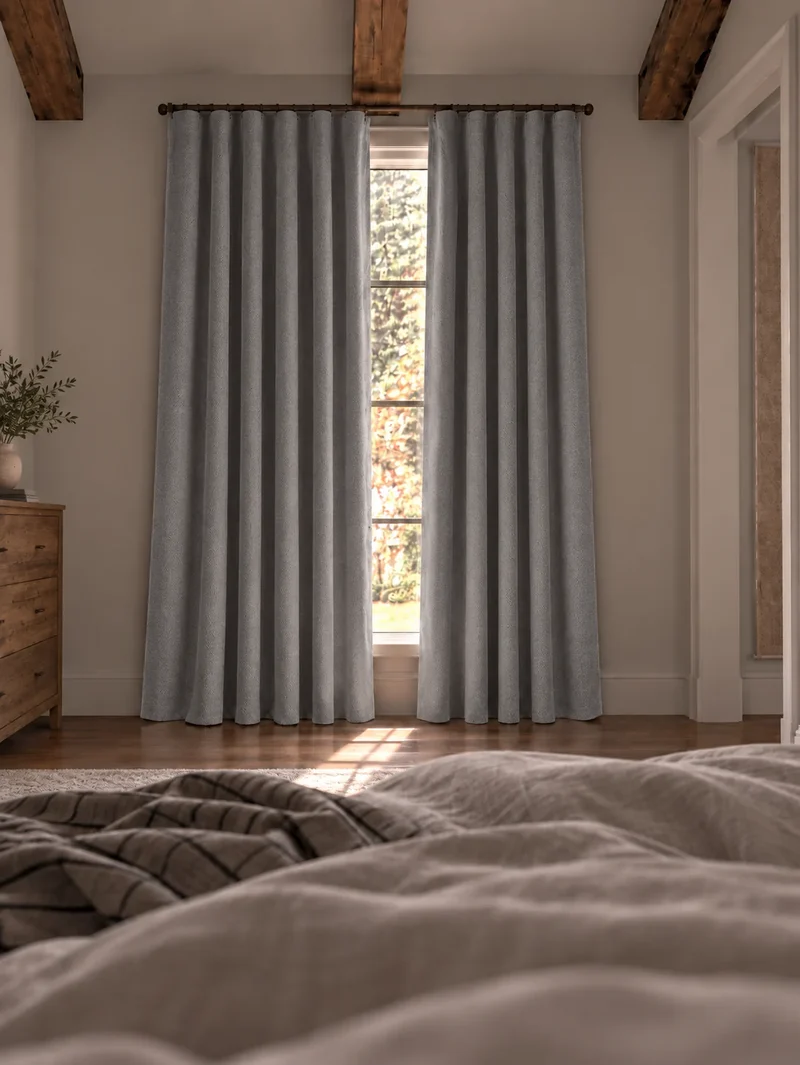 Herringbone 4 Layers Herringbone Chenille Soundproof Thermal 100% Blackout Custom Curtain