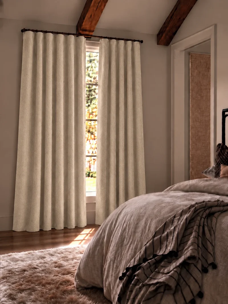 Herringbone 4 Layers Herringbone Chenille Soundproof Thermal 100% Blackout Custom Curtain
