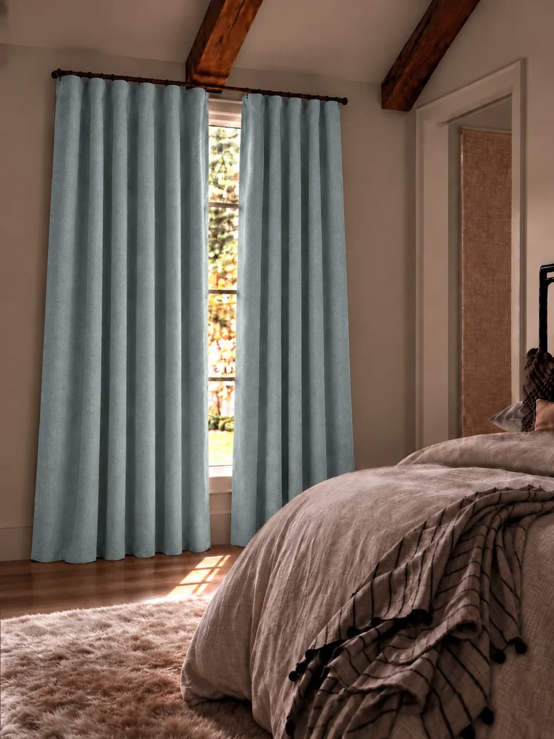 Herringbone 4 Layers Herringbone Chenille Soundproof Thermal 100% Blackout Custom Curtain