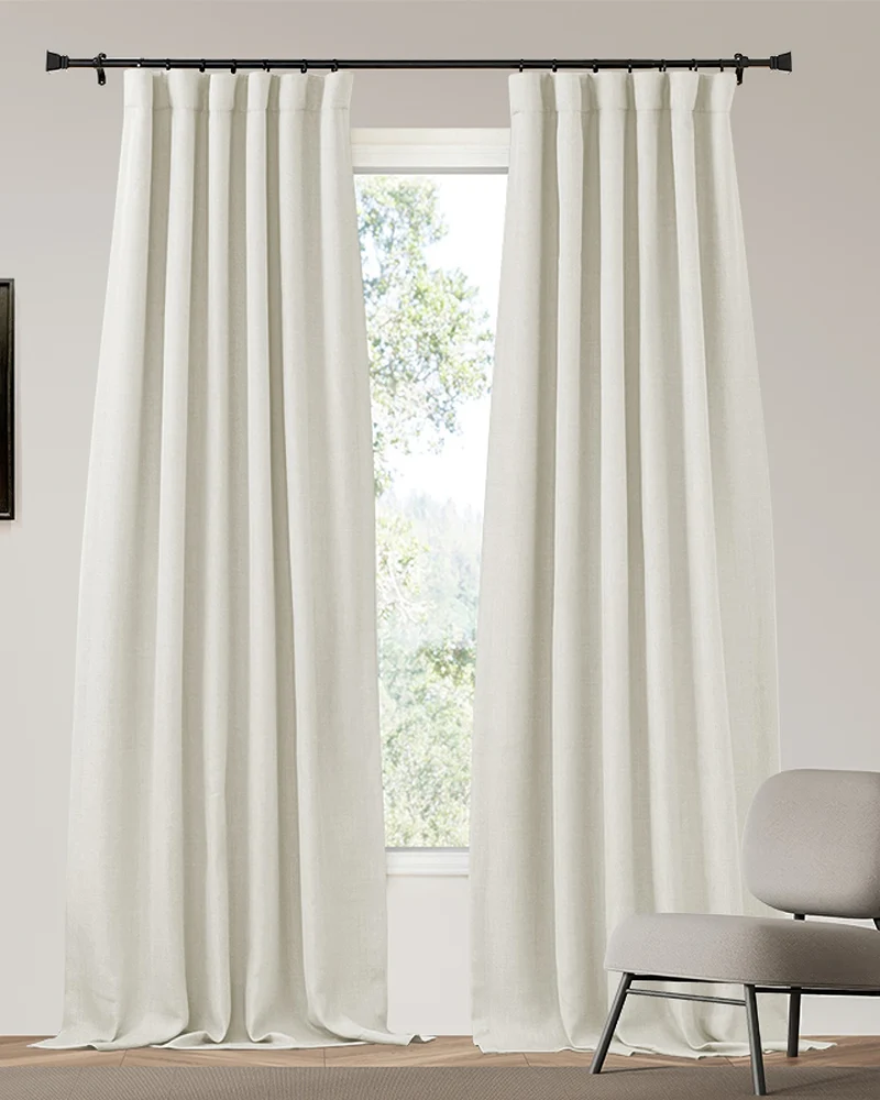 Zoe 4 Layers Linen Look Heavyweight Soundproof Thermal 100% Blackout Custom Curtain