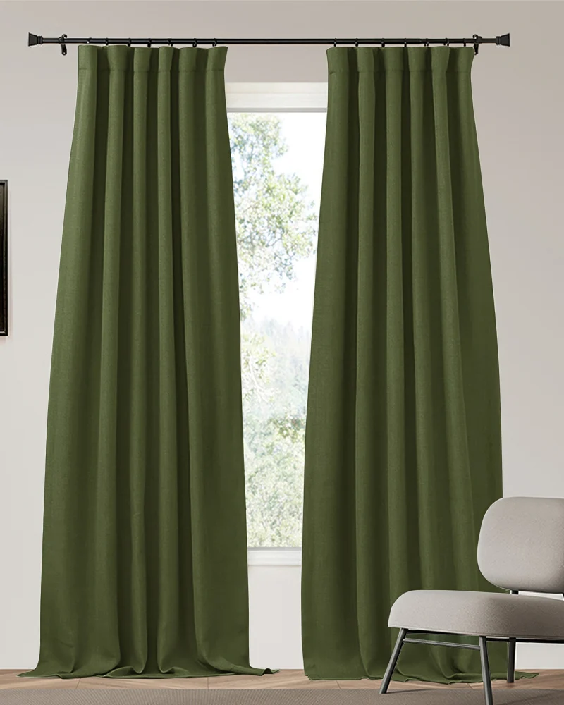 Zoe 4 Layers Linen Look Heavyweight Soundproof Thermal 100% Blackout Custom Curtain