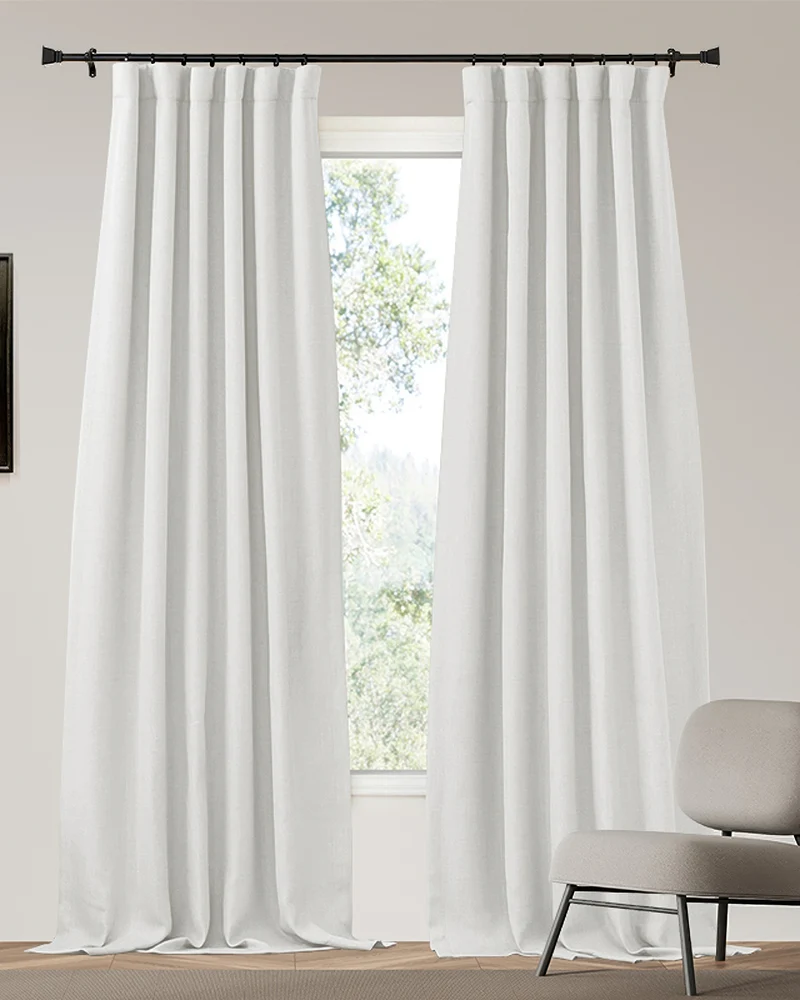Zoe 4 Layers Linen Look Heavyweight Soundproof Thermal 100% Blackout Custom Curtain