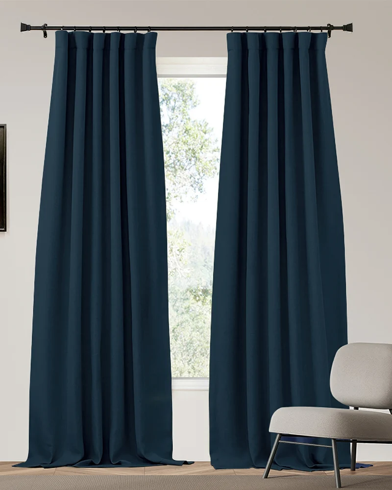 Zoe 4 Layers Linen Look Heavyweight Soundproof Thermal 100% Blackout Custom Curtain