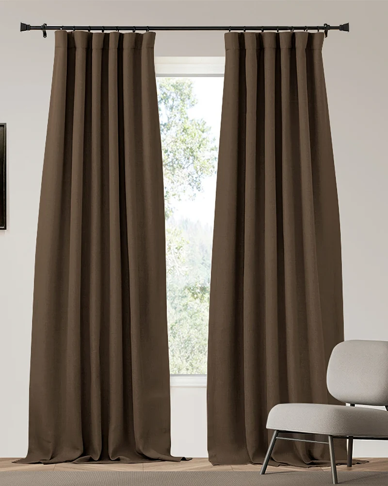 Zoe 4 Layers Linen Look Heavyweight Soundproof Thermal 100% Blackout Custom Curtain