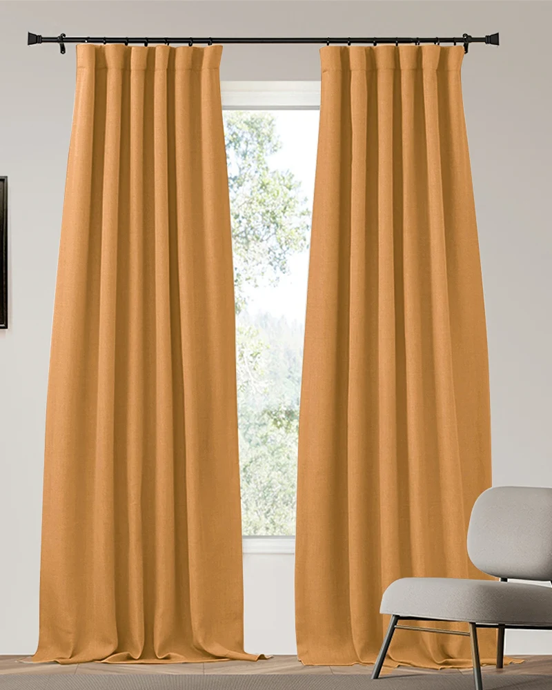 Zoe 4 Layers Linen Look Heavyweight Soundproof Thermal 100% Blackout Custom Curtain