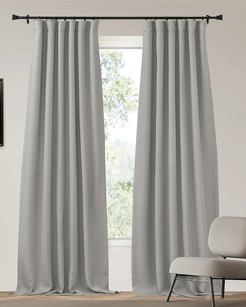 Zoe 4 Layers Linen Look Heavyweight Soundproof Thermal 100% Blackout Custom Curtain