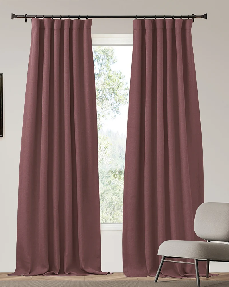 Zoe 4 Layers Linen Look Heavyweight Soundproof Thermal 100% Blackout Custom Curtain