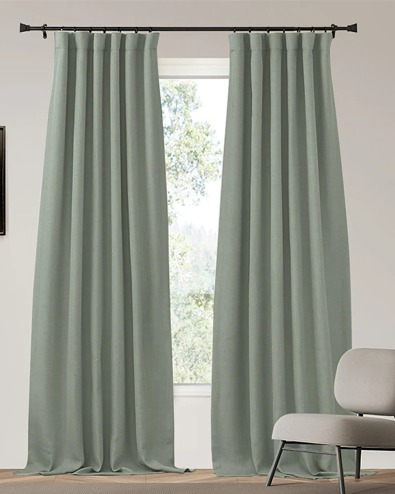 Zoe 4 Layers Linen Look Heavyweight Soundproof Thermal 100% Blackout Custom Curtain