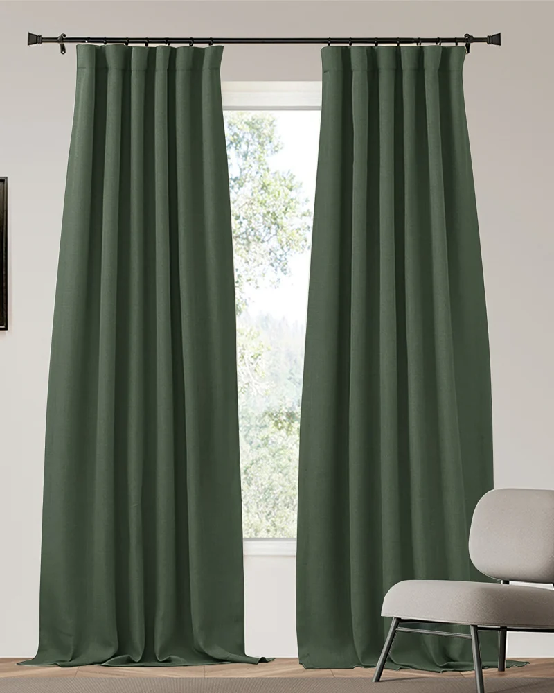Zoe 4 Layers Linen Look Heavyweight Soundproof Thermal 100% Blackout Custom Curtain