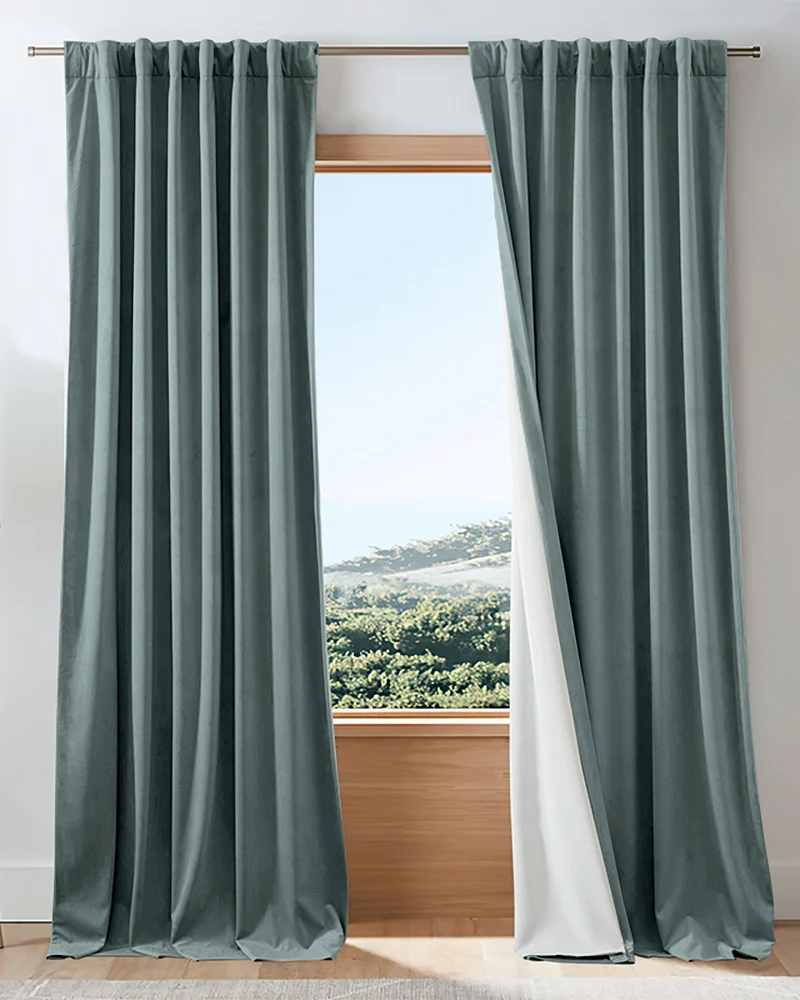Classic 4 Layers Velvet Heavyweight Soundproof Thermal 100% Blackout Custom Curtain