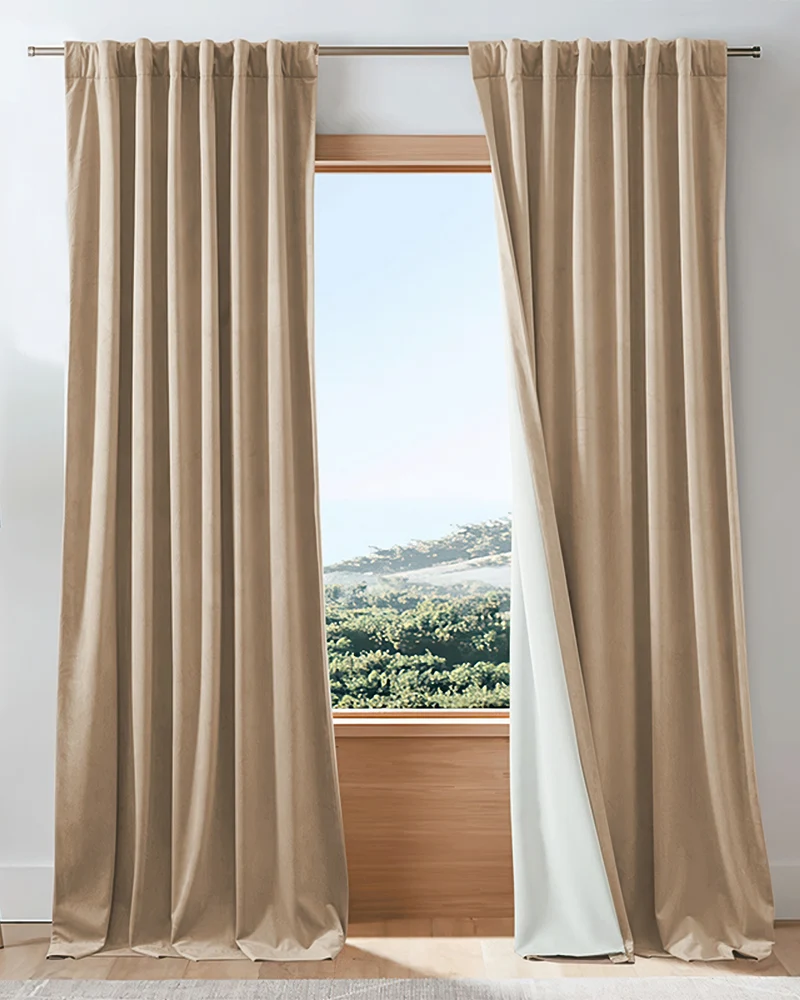 Classic 4 Layers Velvet Heavyweight Soundproof Thermal 100% Blackout Custom Curtain
