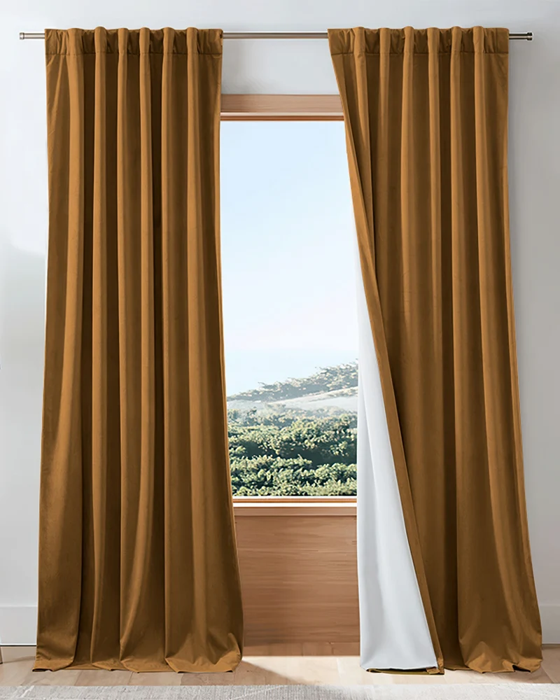 Classic 4 Layers Velvet Heavyweight Soundproof Thermal 100% Blackout Custom Curtain