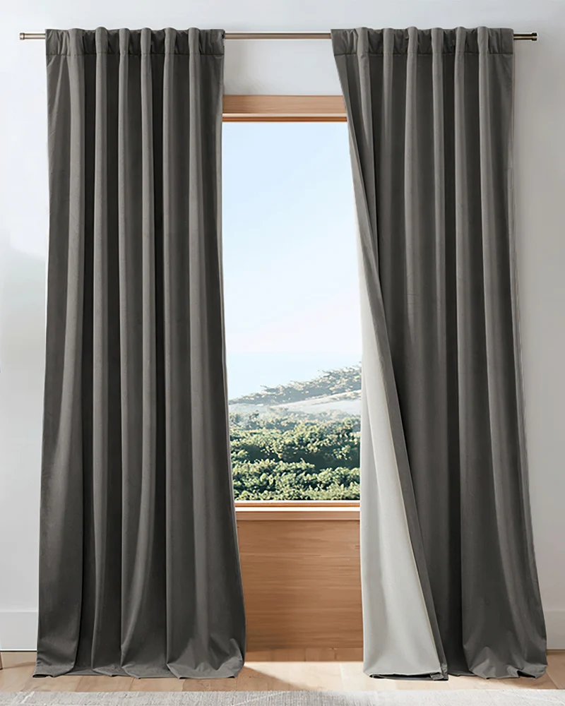 Classic 4 Layers Velvet Heavyweight Soundproof Thermal 100% Blackout Custom Curtain