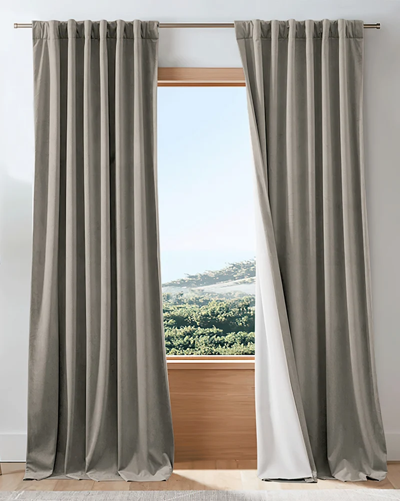 Classic 4 Layers Velvet Heavyweight Soundproof Thermal 100% Blackout Custom Curtain