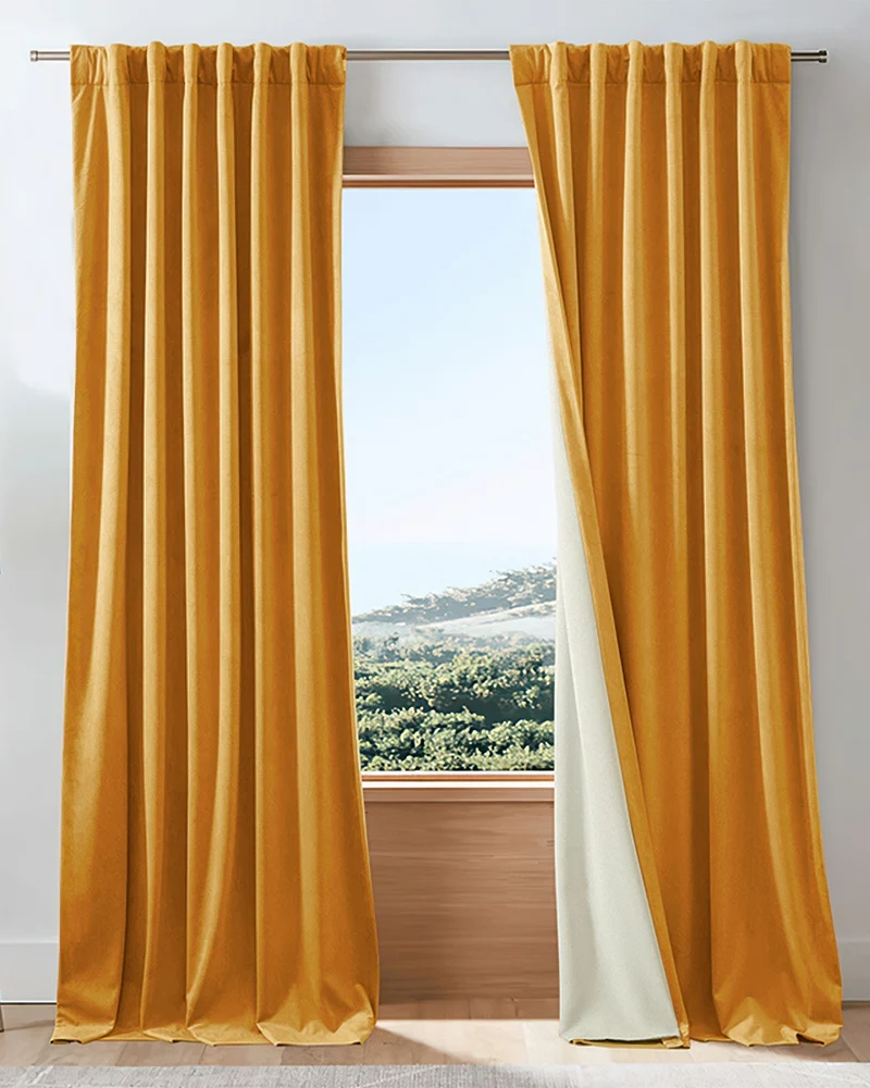 Classic 4 Layers Velvet Heavyweight Soundproof Thermal 100% Blackout Custom Curtain