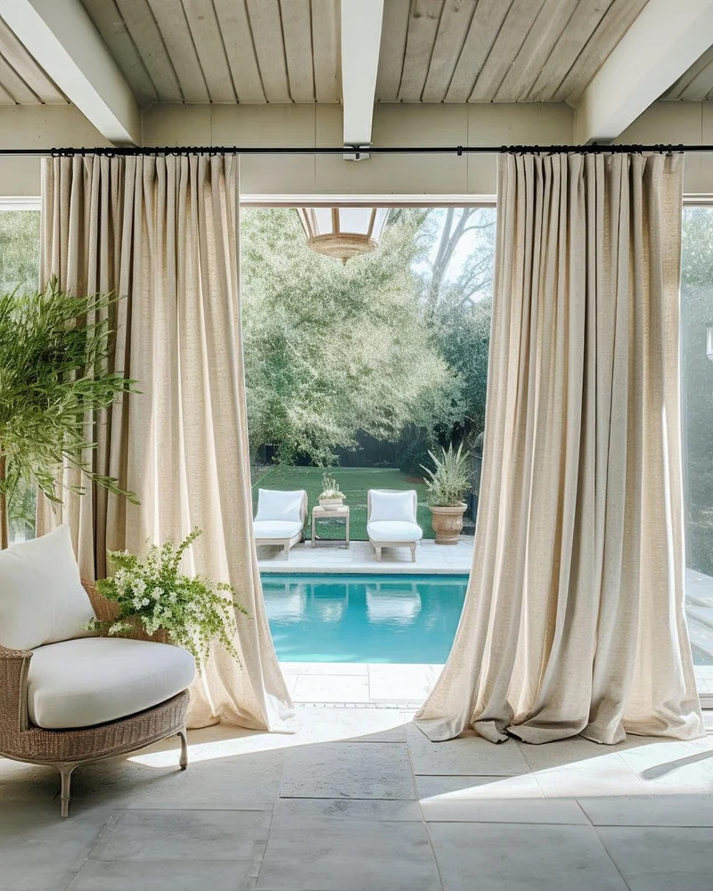 Noah Linen Look Lightweight Waterproof Custom Outdoor Curtain