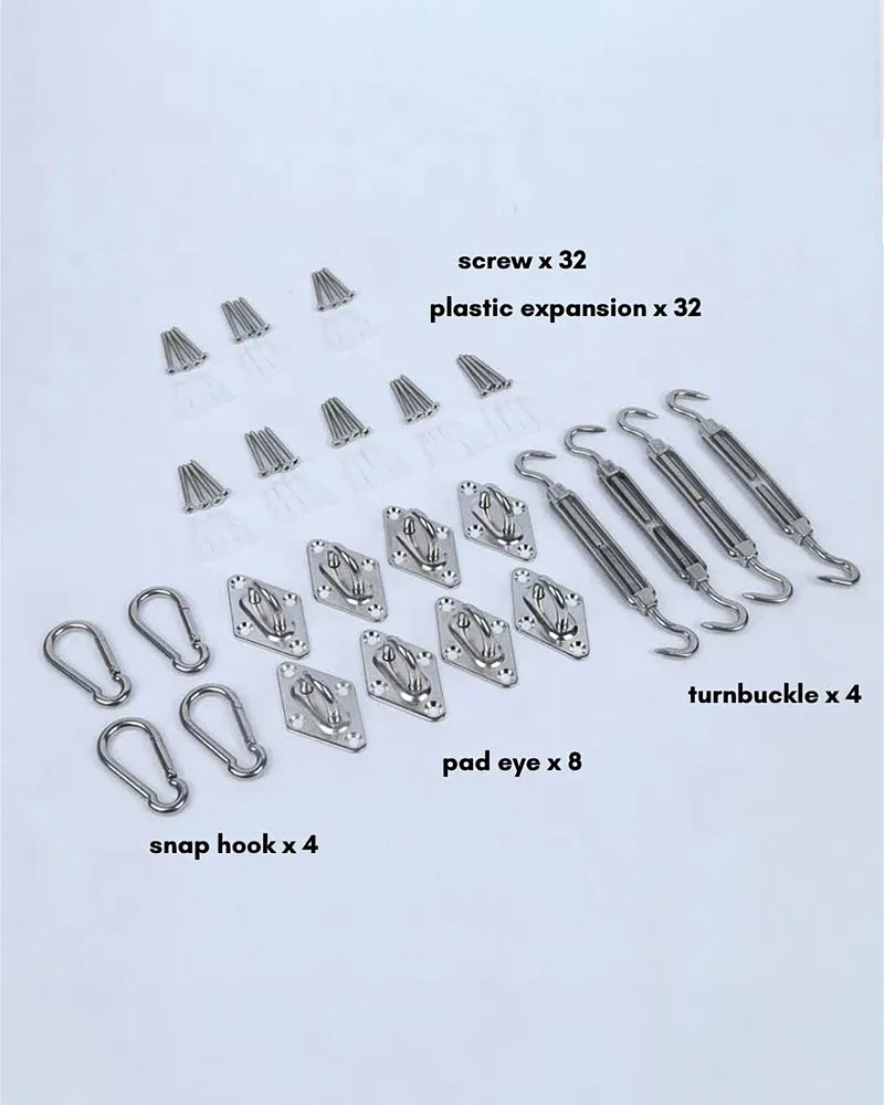 Hardware Kit Sun Shade Sail 304 Stainless Steel Hardware Kit for Outdoor