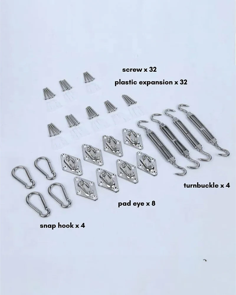 Hardware Kit Sun Shade Sail 304 Stainless Steel Hardware Kit for Outdoor