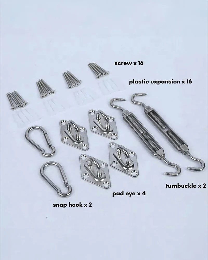 Hardware Kit Sun Shade Sail 304 Stainless Steel Hardware Kit for Outdoor