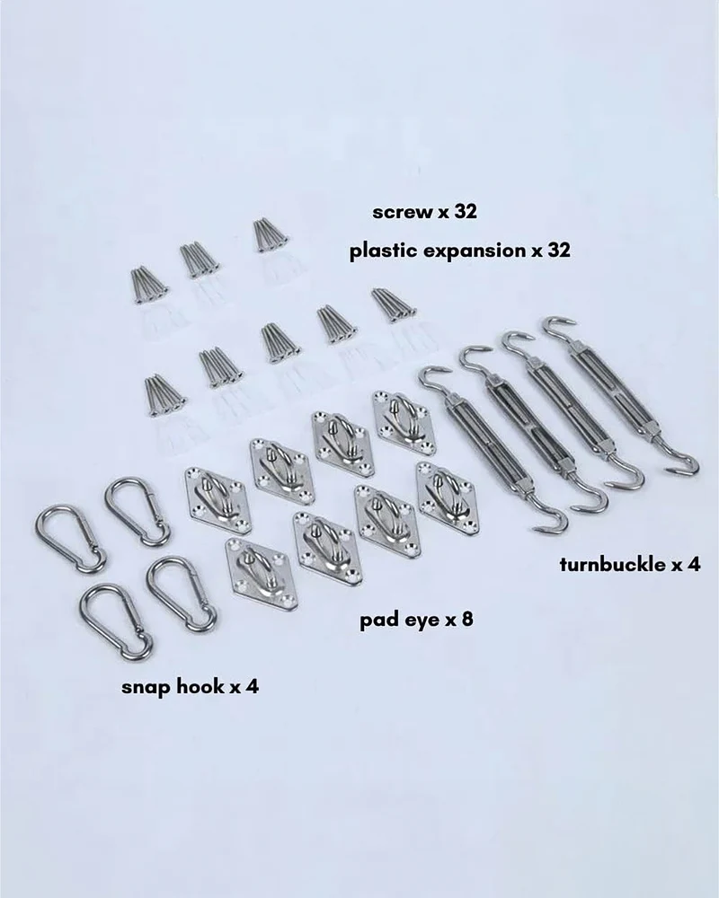 Hardware Kit Sun Shade Sail 304 Stainless Steel Hardware Kit for Outdoor