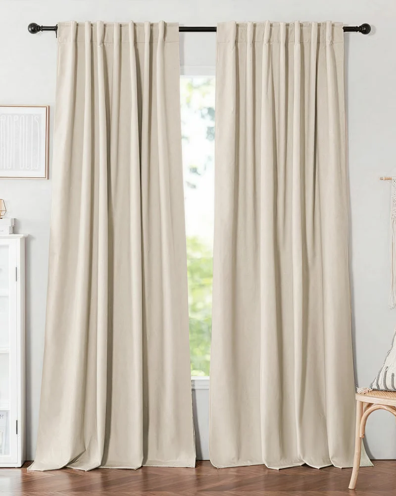 Cronin 4 Layers Linen Look Heavyweight Soundproof Thermal 100% Blackout Anti-Dust Custom Curtain