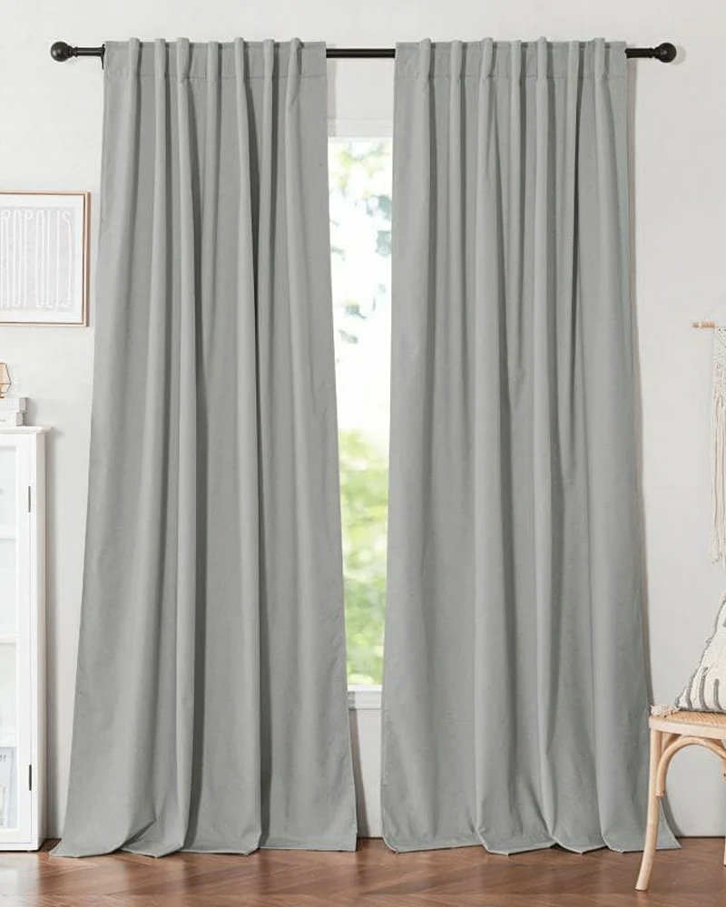 Cronin 4 Layers Linen Look Heavyweight Soundproof Thermal 100% Blackout Anti-Dust Custom Curtain