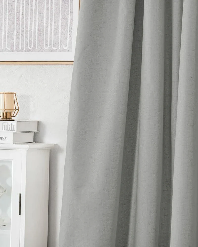 Cronin 4 Layers Linen Look Heavyweight Soundproof Thermal 100% Blackout Anti-Dust Custom Curtain