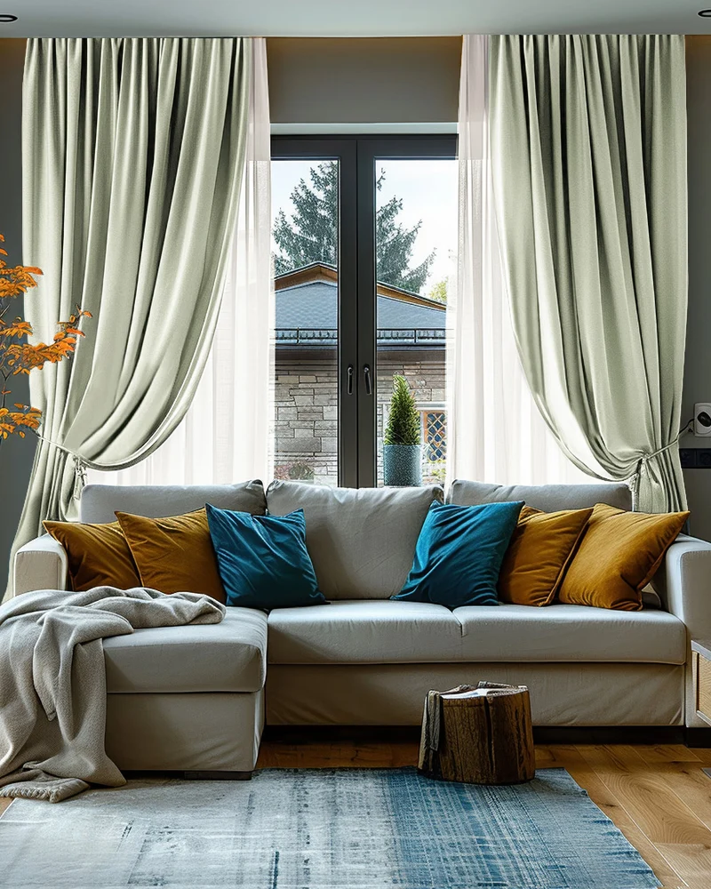 Cronin 4 Layers Linen Look Heavyweight Soundproof Thermal 100% Blackout Anti-Dust Custom Curtain