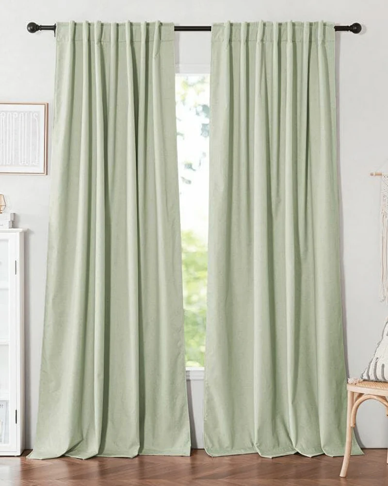 Cronin 4 Layers Linen Look Heavyweight Soundproof Thermal 100% Blackout Anti-Dust Custom Curtain
