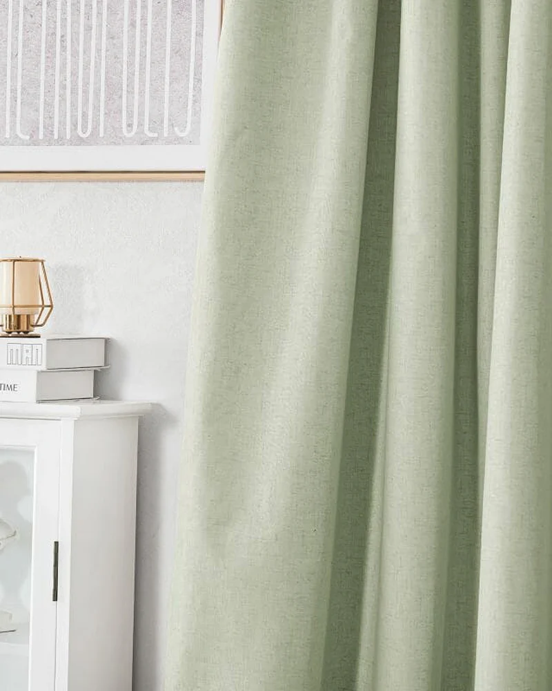 Cronin 4 Layers Linen Look Heavyweight Soundproof Thermal 100% Blackout Anti-Dust Custom Curtain