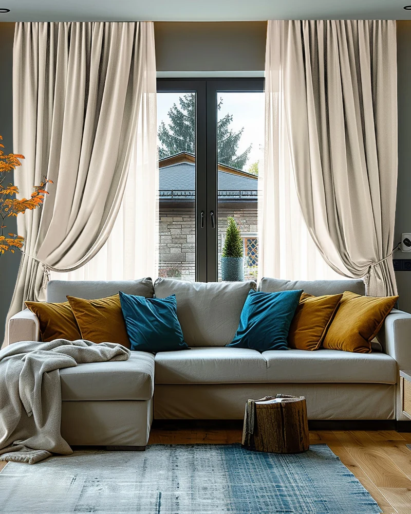 Cronin 4 Layers Linen Look Heavyweight Soundproof Thermal 100% Blackout Anti-Dust Custom Curtain