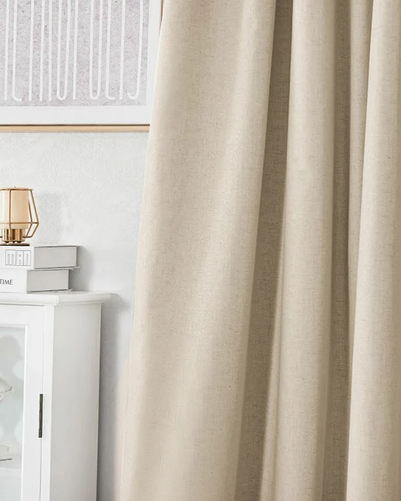 Cronin 4 Layers Linen Look Heavyweight Soundproof Thermal 100% Blackout Anti-Dust Custom Curtain